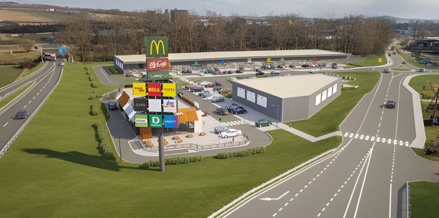 Vizualizácia budúceho McDonald's Rimavská Sobota a obchodného centra