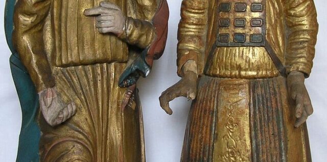 Mojžiš a Áron - drevené polychrómované skulptúry biblických postáv