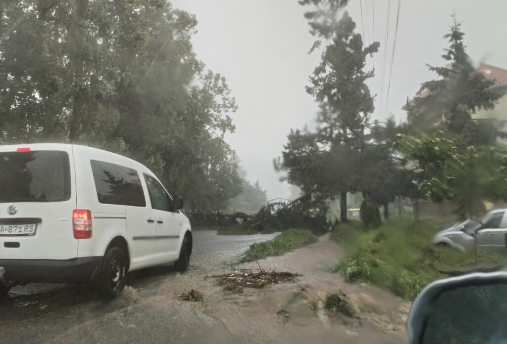 Lovinobaňa, smršť, zlámané stromy, záplava