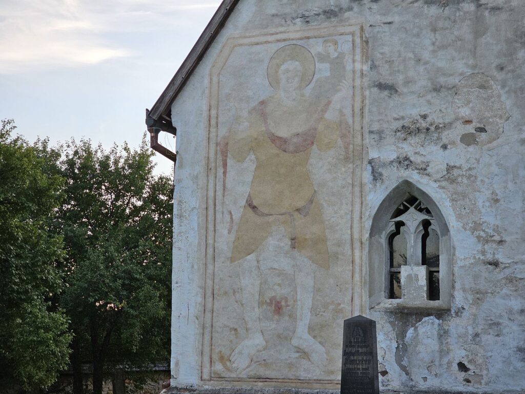 Freska svätého Krištofa na kostole v Kraskove