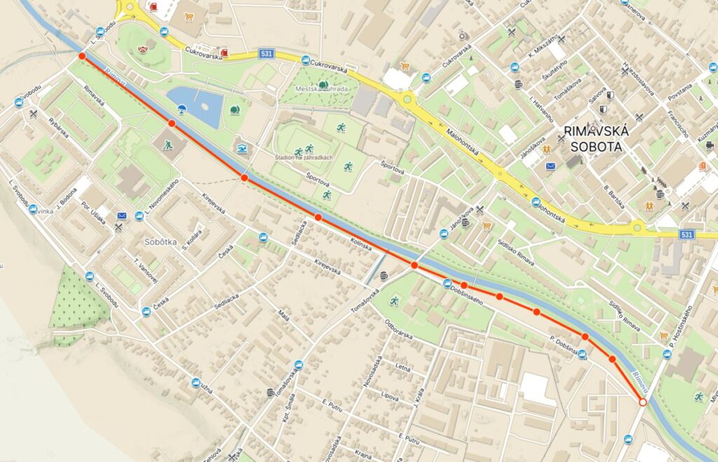 Trasa plánovanej cyklocesty