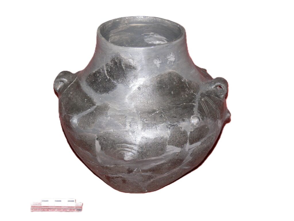 Urna z jedeného z odkrytých hrobov na Daxnerovej ulice, stredná doba bronzová – pilinská kultúra