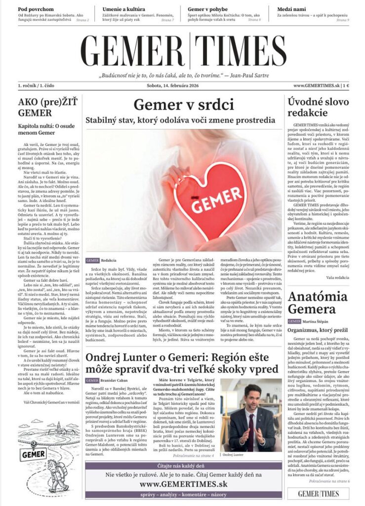 Titulka prvého čísla Gemer Times